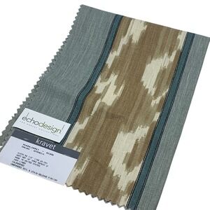 Kravet Echo Design Ranjani Artemesia Brown Blue Ikat Linen Fabric Sample Remnant